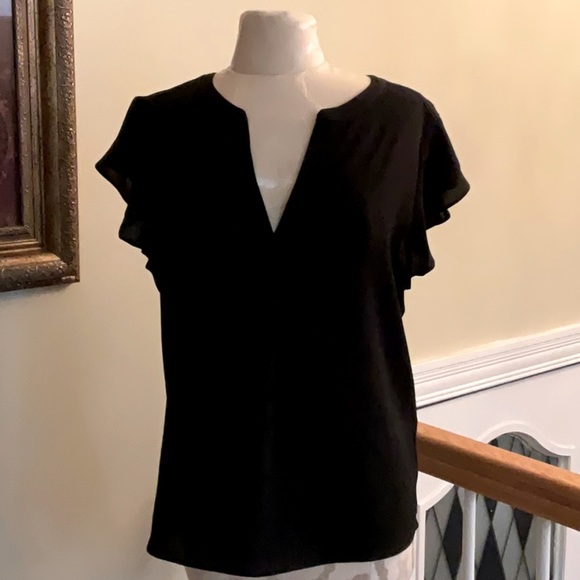 NWT Calvin Klein Black top with notch collar and butterfly sleeve size XL - Picture 3 of 9